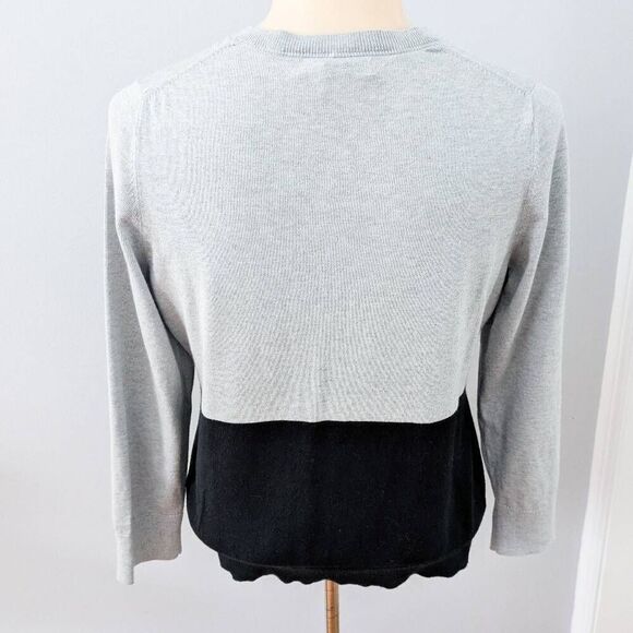 Banana Republic Silk Gray and Black Color Block Cardigan Sweater - Picture 2 of 3